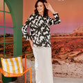 The Oasis Women Kurung Top with Scallop Embroidery Shadow Print - Umbi