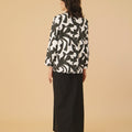 The Oasis Women Kurung Top with Scallop Embroidery Shadow Print - Umbi