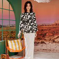 The Oasis Women Kurung Top with Scallop Embroidery Shadow Print - Umbi