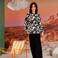 The Oasis Women Kurung Top with Scallop Embroidery Shadow Print - Umbi