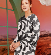 The Oasis Women Kurung Top with Scallop Embroidery Shadow Print - Umbi