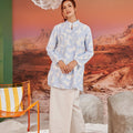 The Oasis Women Mandarin Collar Kurung Top Mirage Print - Umbi
