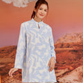 The Oasis Women Mandarin Collar Kurung Top Mirage Print - Umbi