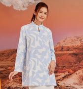 The Oasis Women Mandarin Collar Kurung Top Mirage Print - Umbi