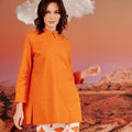 The Oasis Women Mandarin Collar Kurung Top Orange - Umbi