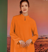 The Oasis Women Mandarin Collar Kurung Top Orange - Umbi