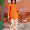 The Oasis Women Mandarin Collar Kurung Top Orange - Umbi