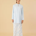 The Oasis Women Mandarin Collar Kurung Top Sky Blue - Umbi