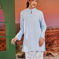 The Oasis Women Mandarin Collar Kurung Top Sky Blue - Umbi