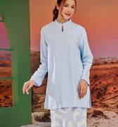 The Oasis Women Mandarin Collar Kurung Top Sky Blue - Umbi