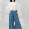 The Office Runway Women Straight Cut Pants Steel Blue - Umbi