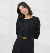 The Office Runway Women Three Quarter Sleeve Blouse Black - Umbi