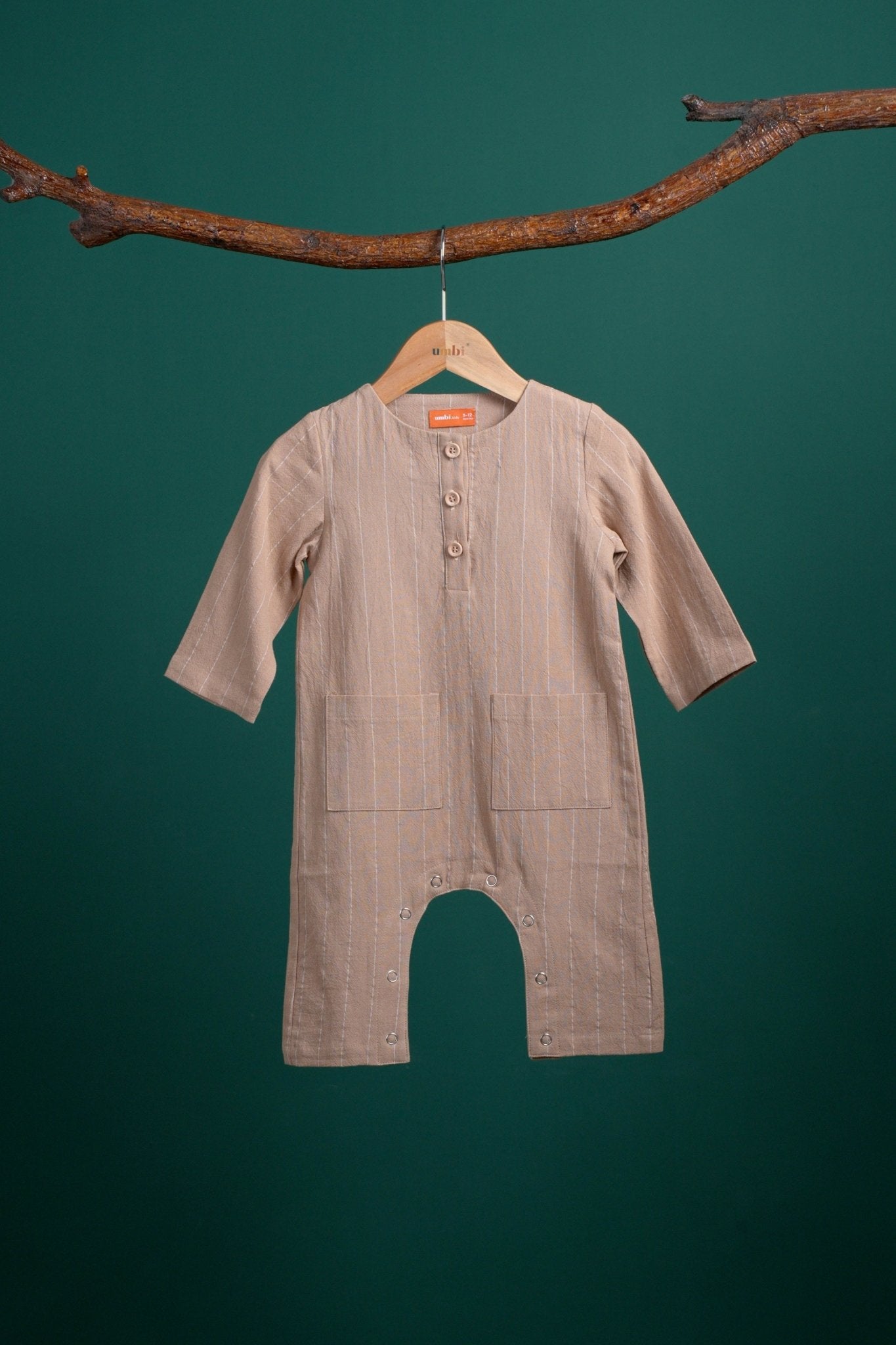 The Rimba Raya Baby Jumpsuit Caramel Stripes - Umbi