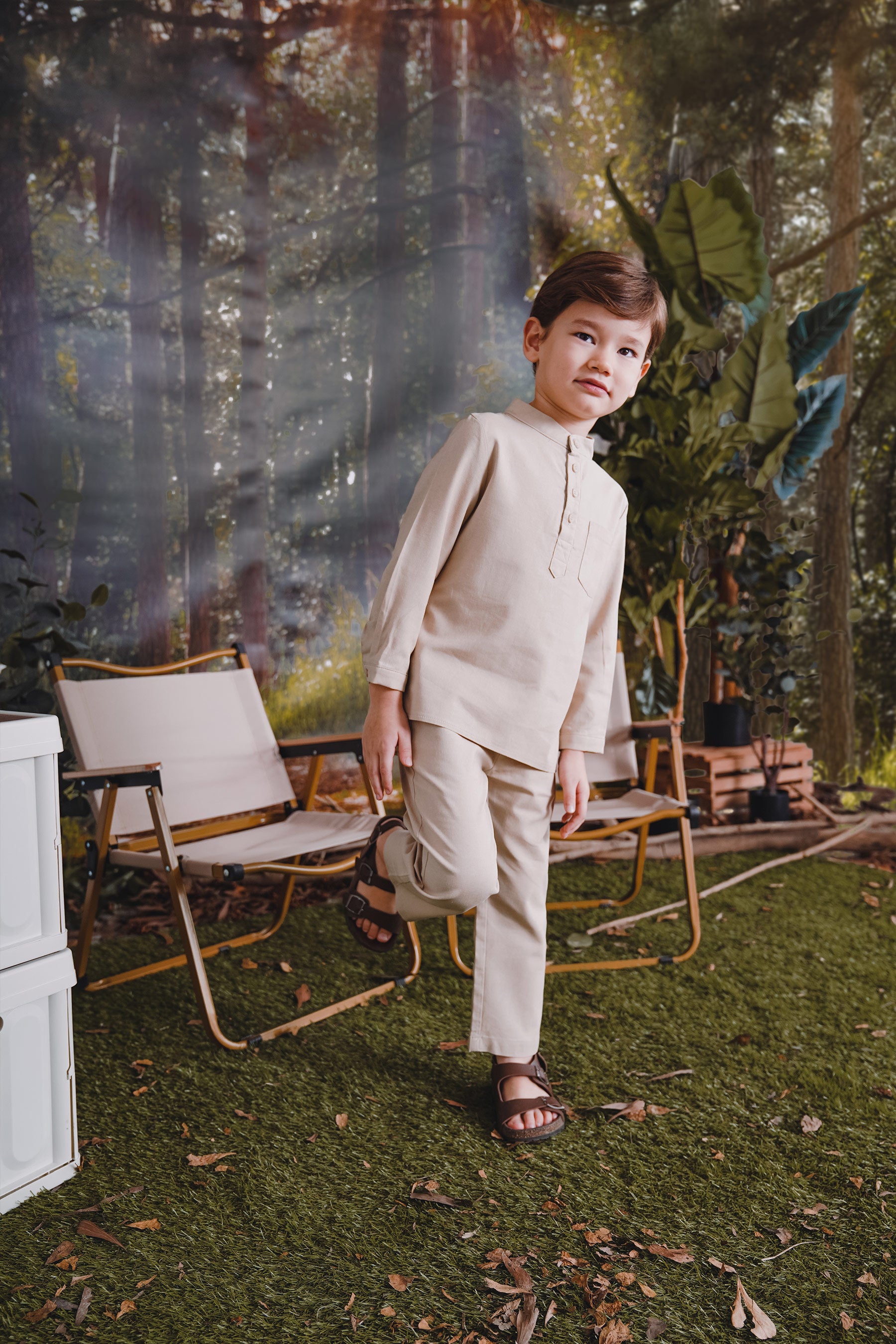 The Rimba Raya Boy Baju Melayu Set Sand