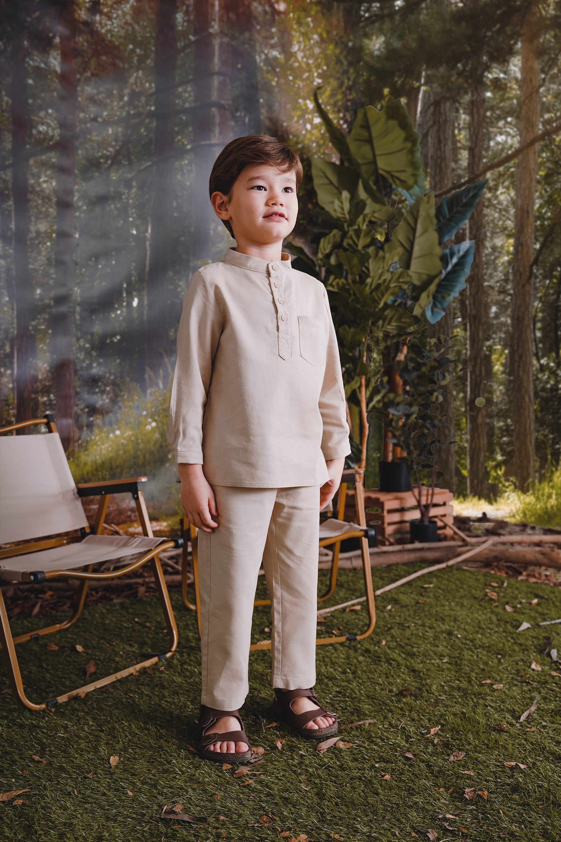 The Rimba Raya Boy Baju Melayu Set Sand