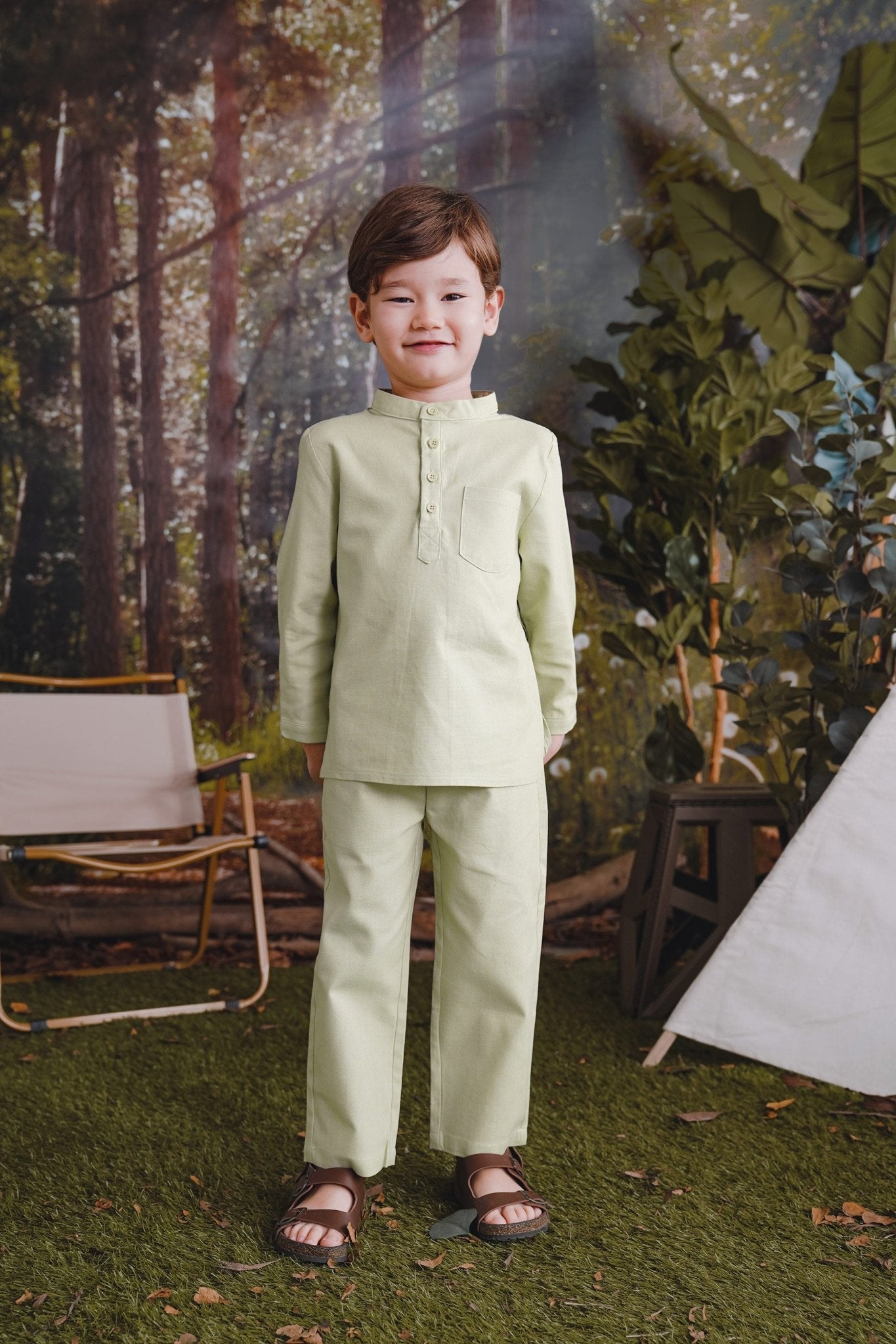 The Rimba Raya Boy Baju Melayu Set Matcha Green - Umbi