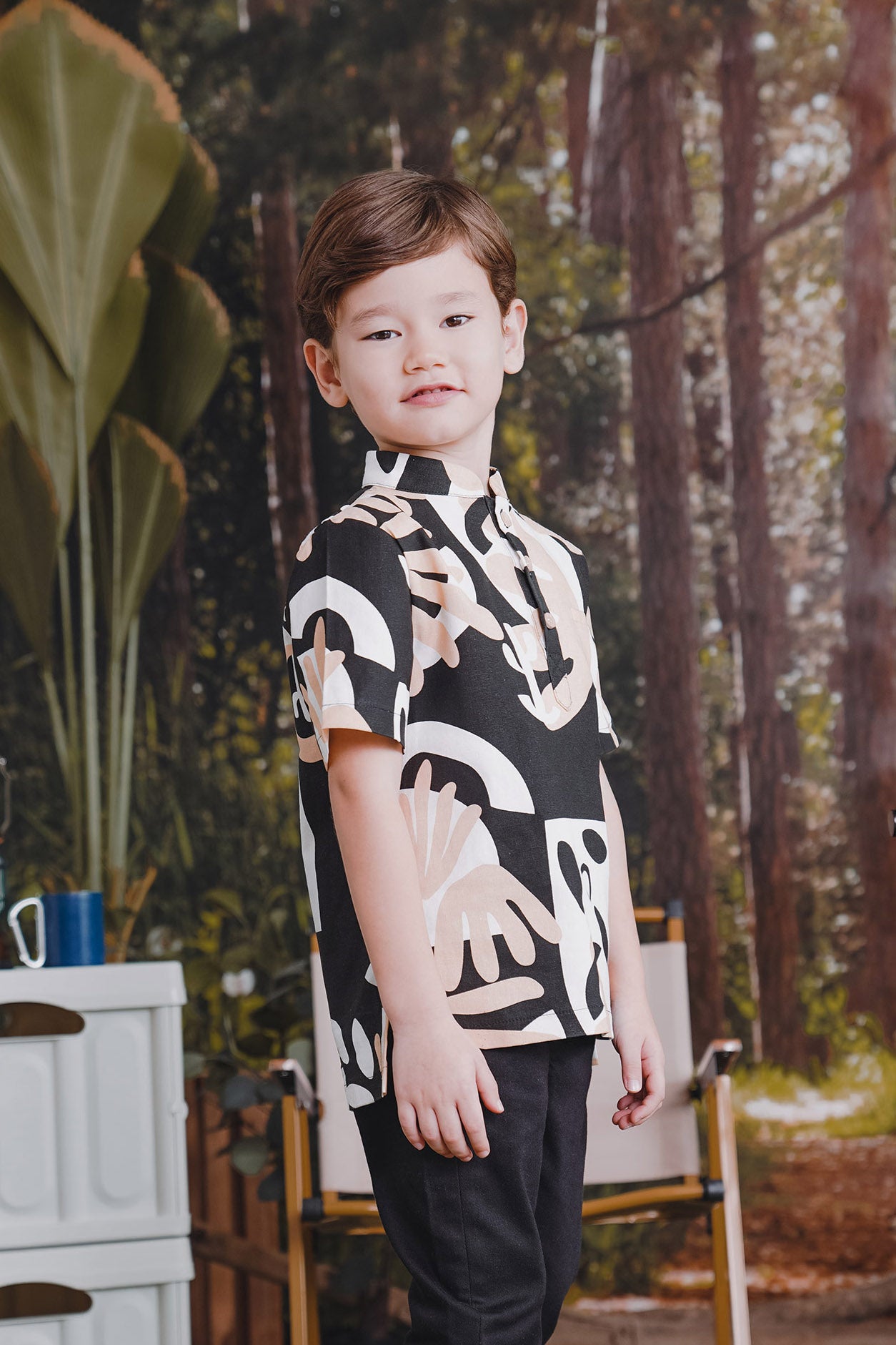 The Rimba Raya Boy Short Sleeves Shirt Cempaka Print - Umbi