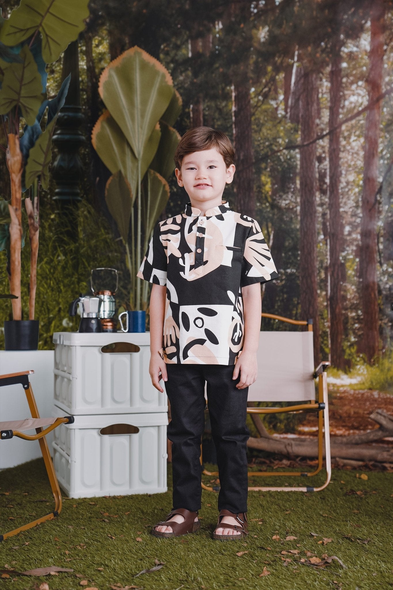 The Rimba Raya Boy Short Sleeves Shirt Cempaka Print - Umbi