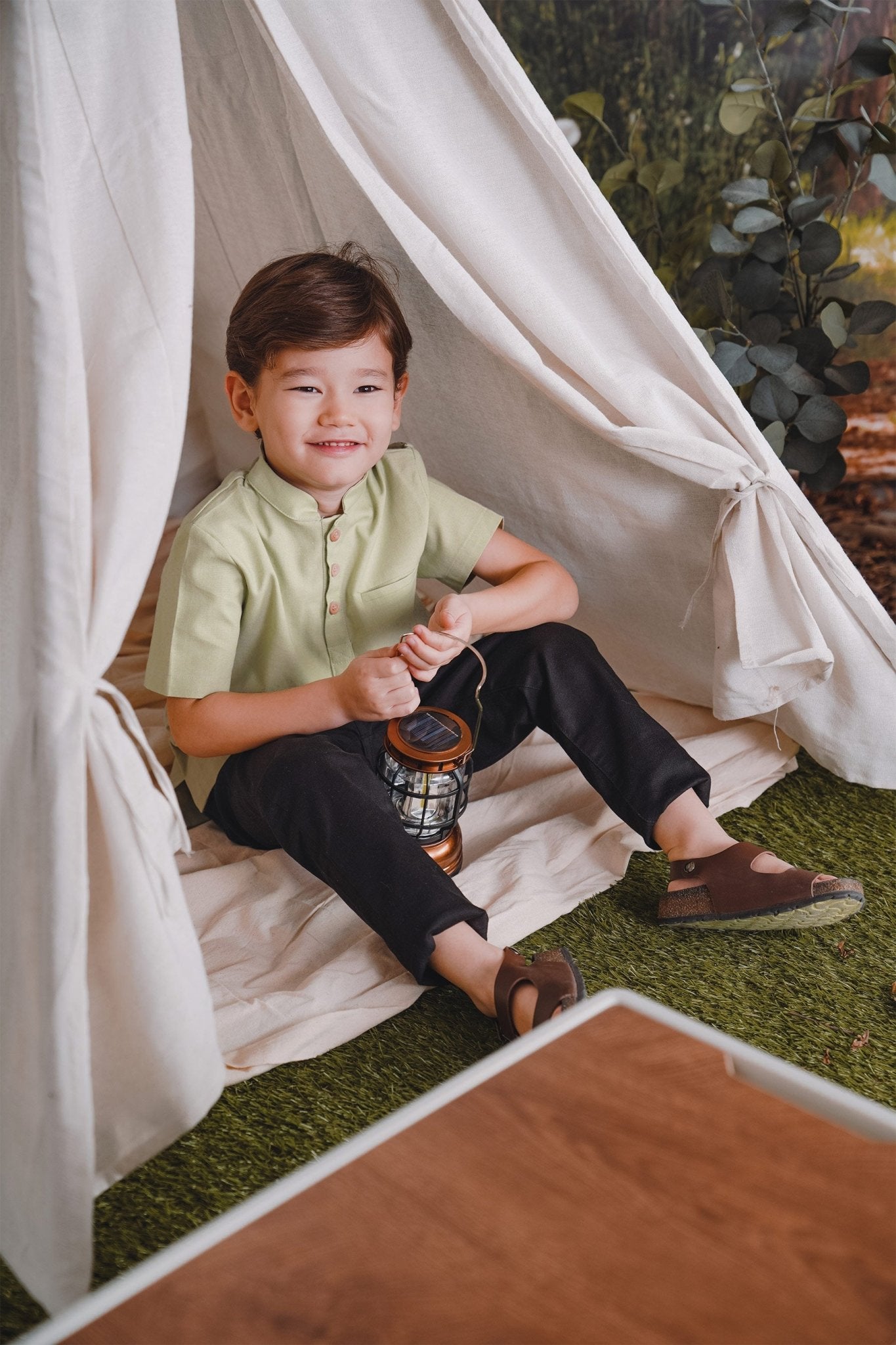 The Rimba Raya Boy Short Sleeves Shirt Matcha Green - Umbi