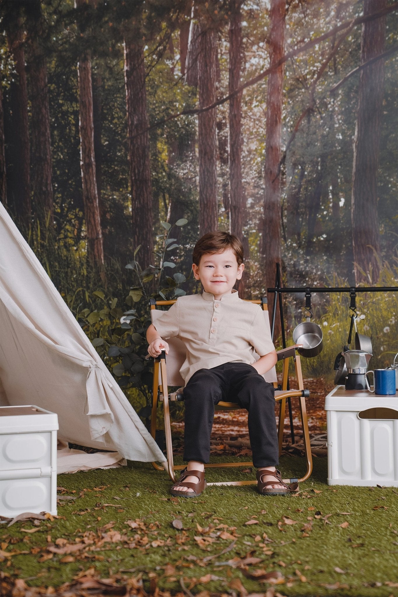 The Rimba Raya Boy Short Sleeves Shirt Sand - Umbi