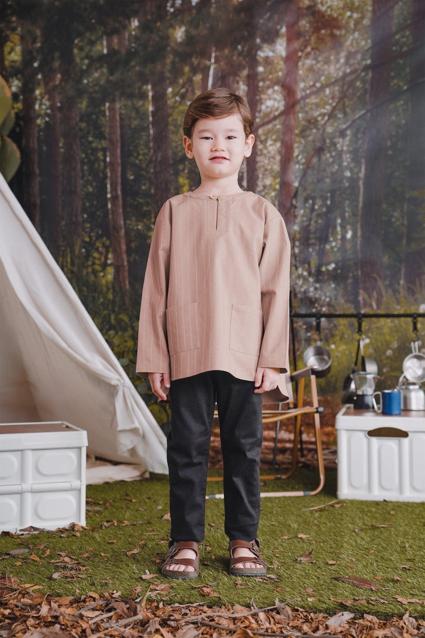 The Rimba Raya Boy Teluk Belanga Top Caramel Stripes - Umbi
