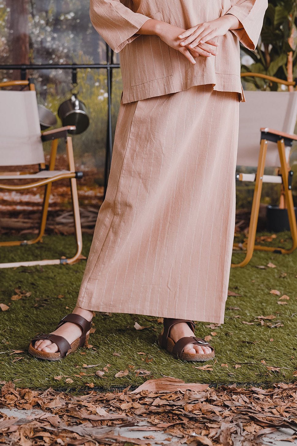 The Rimba Raya Girl Classic Skirt Caramel Stripes - Umbi