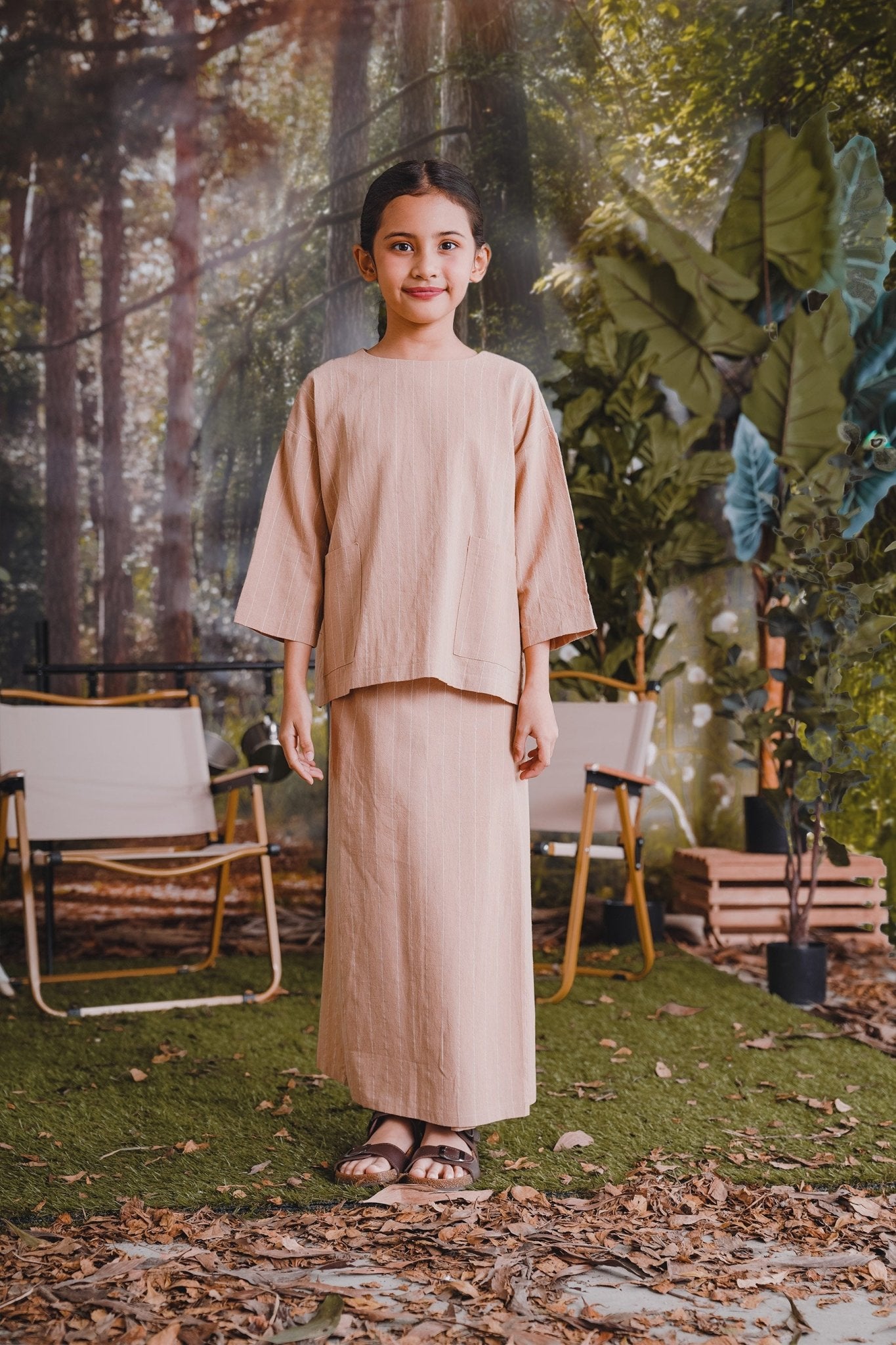 The Rimba Raya Girl Classic Skirt Caramel Stripes - Umbi
