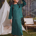 The Rimba Raya Girl Kurung Top Dark Green - Umbi