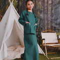 The Rimba Raya Girl Kurung Top Dark Green - Umbi