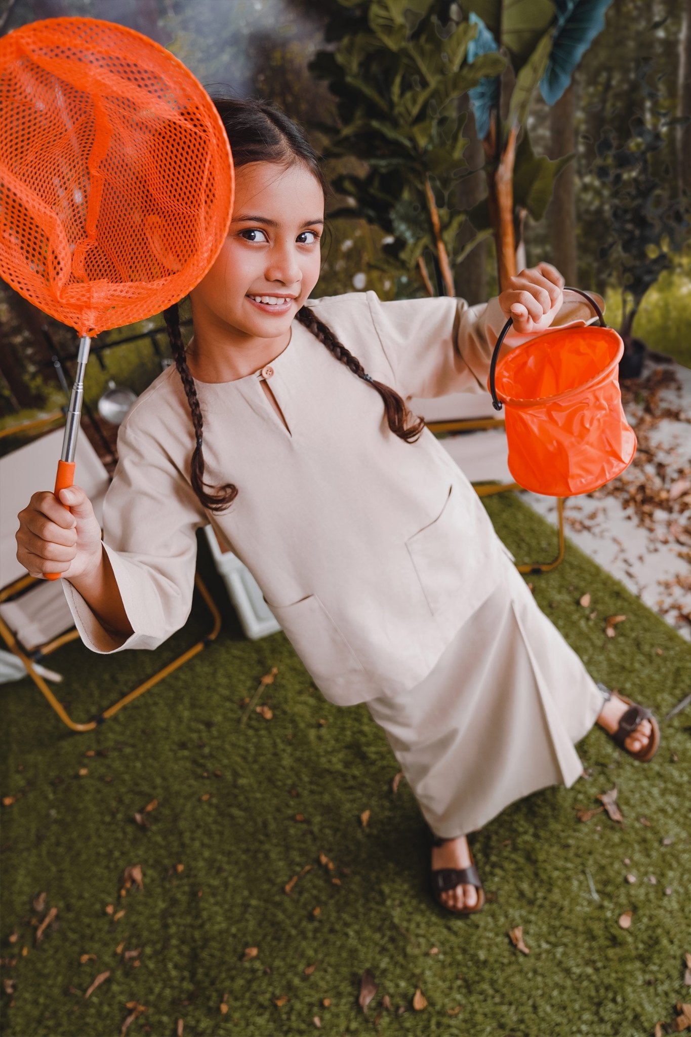 The Rimba Raya Girl Kurung Top Sand - Umbi