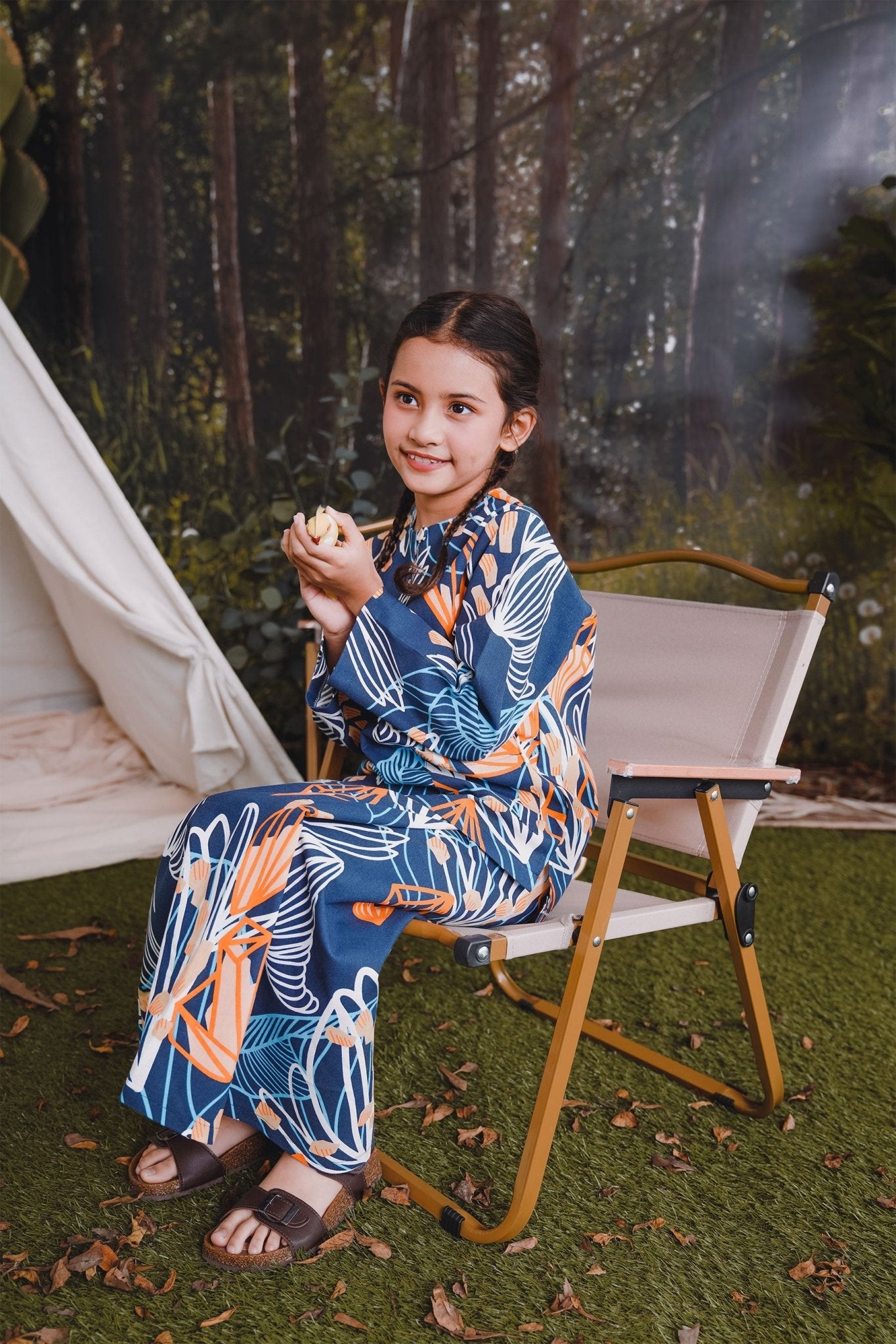 The Rimba Raya Girl Kurung Top Senja Print - Umbi
