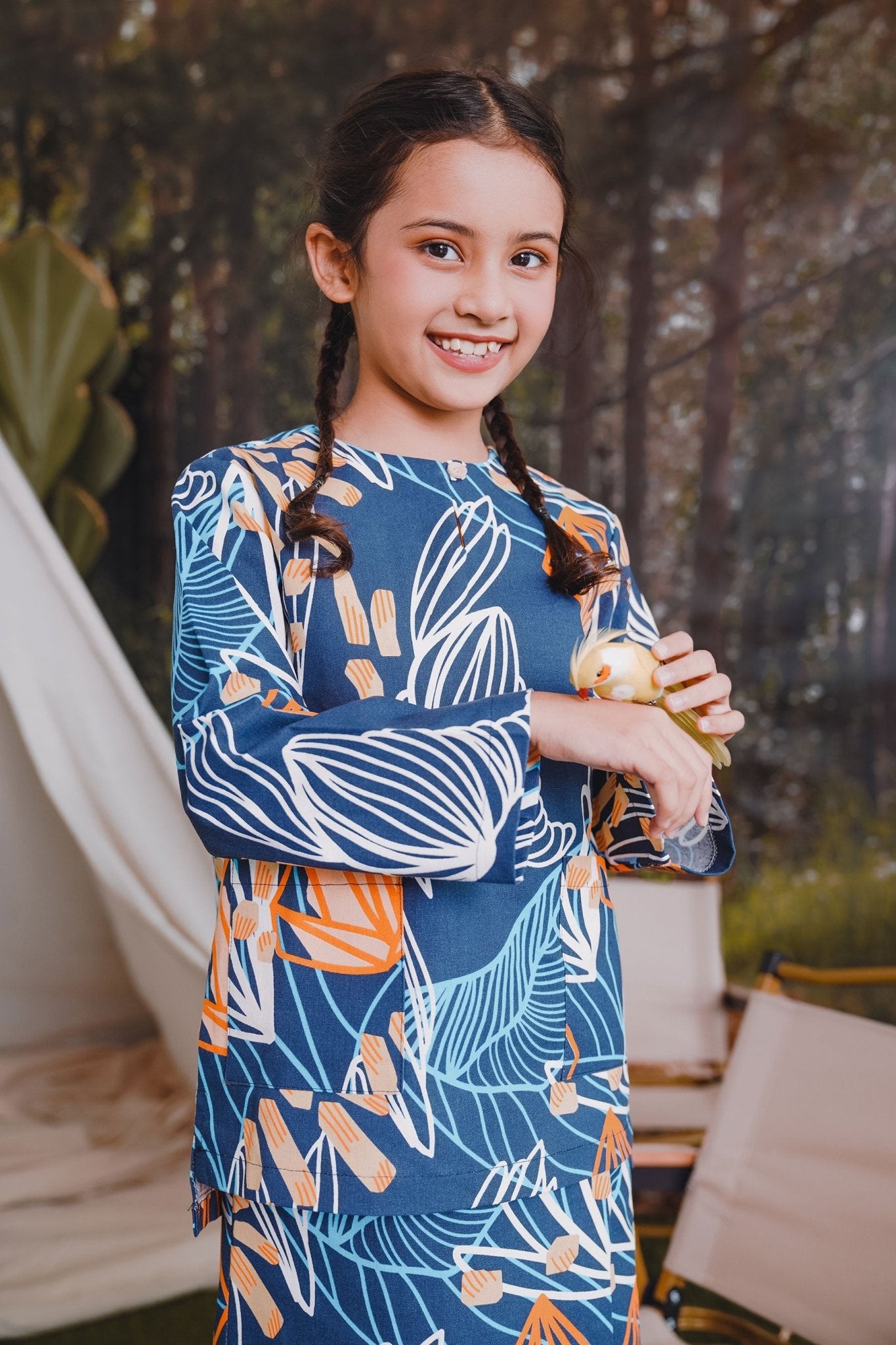 The Rimba Raya Girl Kurung Top Senja Print - Umbi