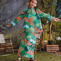 The Rimba Raya Girl Mandarin Collar Kurung Top Rimba Print - Umbi