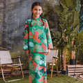 The Rimba Raya Girl Mandarin Collar Kurung Top Rimba Print - Umbi