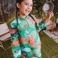 The Rimba Raya Girl Mandarin Collar Kurung Top Rimba Print - Umbi