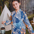 The Rimba Raya Girl Mandarin Collar Kurung Top Senja Print - Umbi