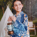 The Rimba Raya Girl Mandarin Collar Kurung Top Senja Print - Umbi