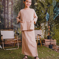 The Rimba Raya Girl Pair Pockets Boxy Blouse Caramel Stripes - Umbi