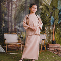 The Rimba Raya Girl Pair Pockets Boxy Blouse Caramel Stripes - Umbi