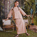 The Rimba Raya Girl Pair Pockets Boxy Blouse Caramel Stripes - Umbi