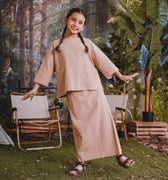 The Rimba Raya Girl Pair Pockets Boxy Blouse Caramel Stripes - Umbi