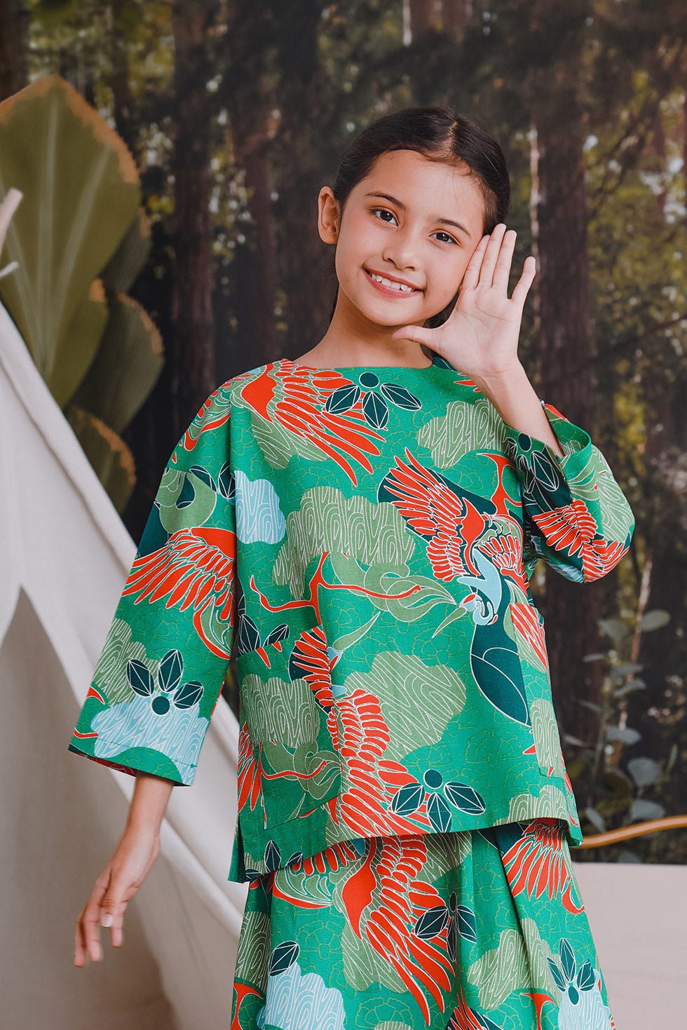 The Rimba Raya Girl Pair Pockets Boxy Blouse Rimba Print - Umbi