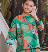 The Rimba Raya Girl Pair Pockets Boxy Blouse Rimba Print - Umbi