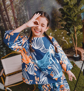 The Rimba Raya Girl Pair Pockets Boxy Blouse Senja Print - Umbi