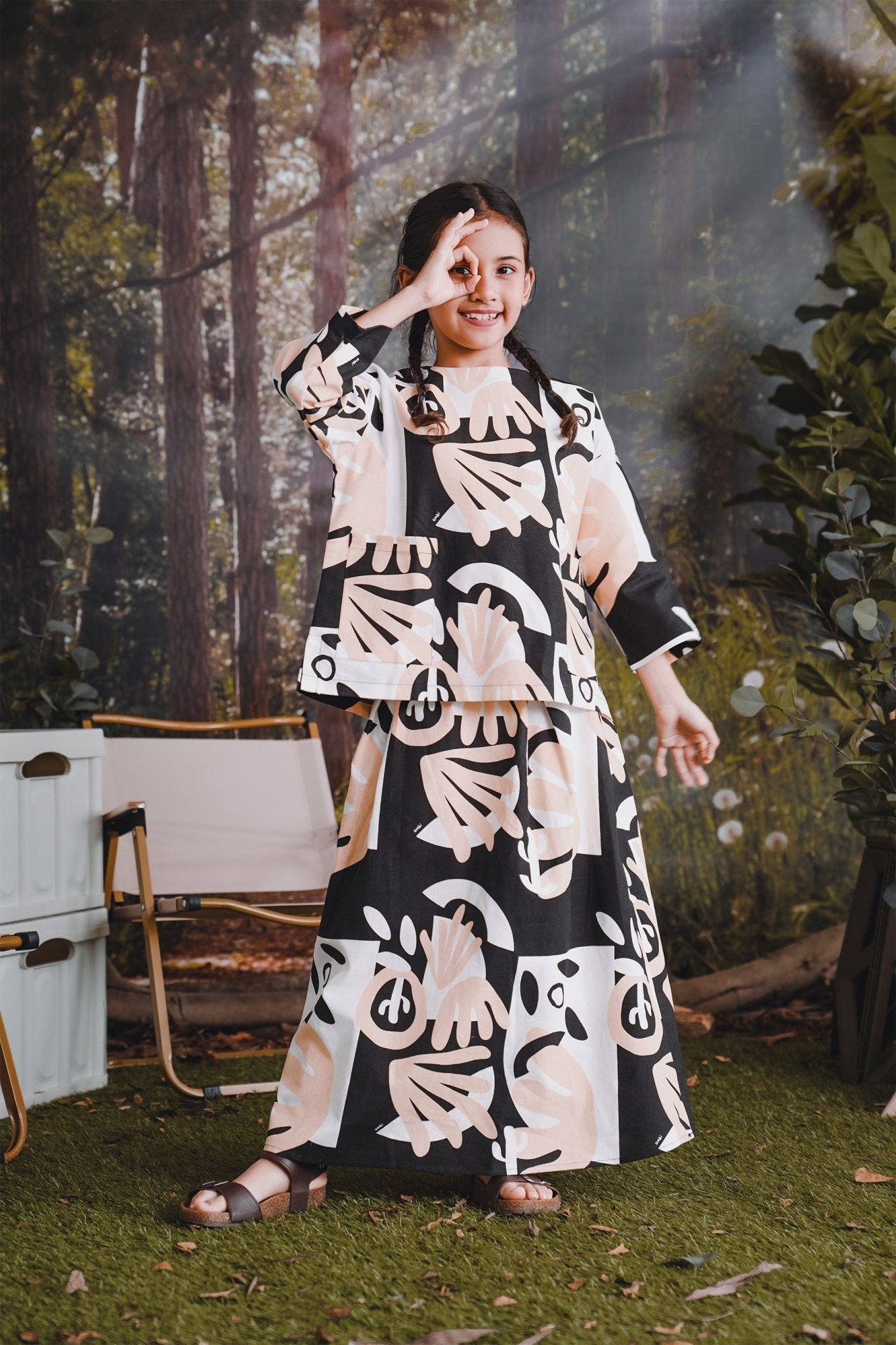 The Rimba Raya Girl Teacup Skirt Cempaka Print - Umbi