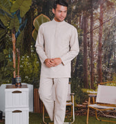 The Rimba Raya Men Baju Melayu Set Sand - Umbi