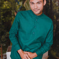 The Rimba Raya Men Collar Kurta Dark Green - Umbi