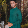 The Rimba Raya Men Collar Kurta Dark Green - Umbi