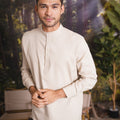 The Rimba Raya Men Collar Kurta Sand - Umbi