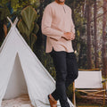 The Rimba Raya Men Modern Teluk Belanga Top Caramel Stripes - Umbi